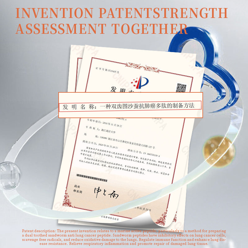 Lung Health and Immune Support Supplement - Contains Nereis peptides to cleanse and detoxify the lungs, improve lung health, enhance immune defense, detoxify the lungs, and promote deep breathing